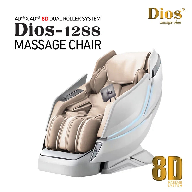 [2nd Batch] [Pre-Order 1-15-2025] Dios Massage Chair <font color=red>8D</font> Dual Core Air Tech Touch Roller SL-track:Dios-1288 White/Beige