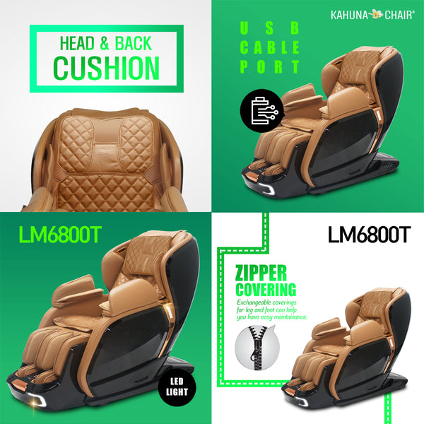 [OPEN BOX, A] SL-track Auto Extension Kahuna Massage Chair, LM-6800T Black/Camel