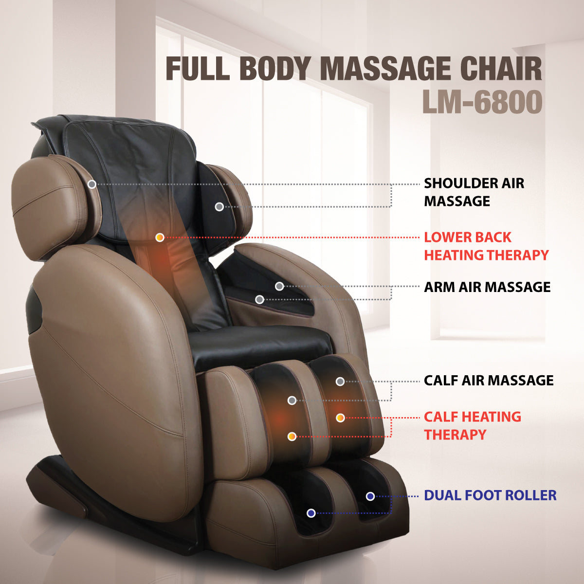 [OPEN BOX A] Kahuna Massage Chair Basic L-track Full-body Kahuna Massage Chair, LM-6800 Black