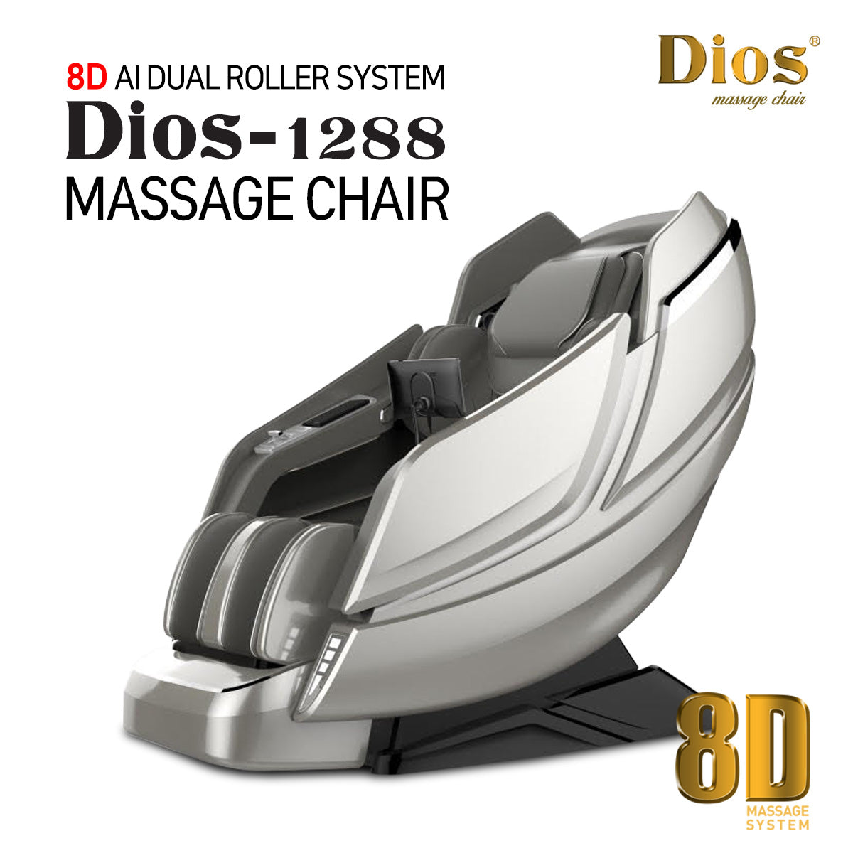 [2nd Batch] [Pre-Order 9-30-2024] Dios Massage Chair <font color=red>8D</font> Dual Core Air Tech Touch Roller SL-track:Dios-1288